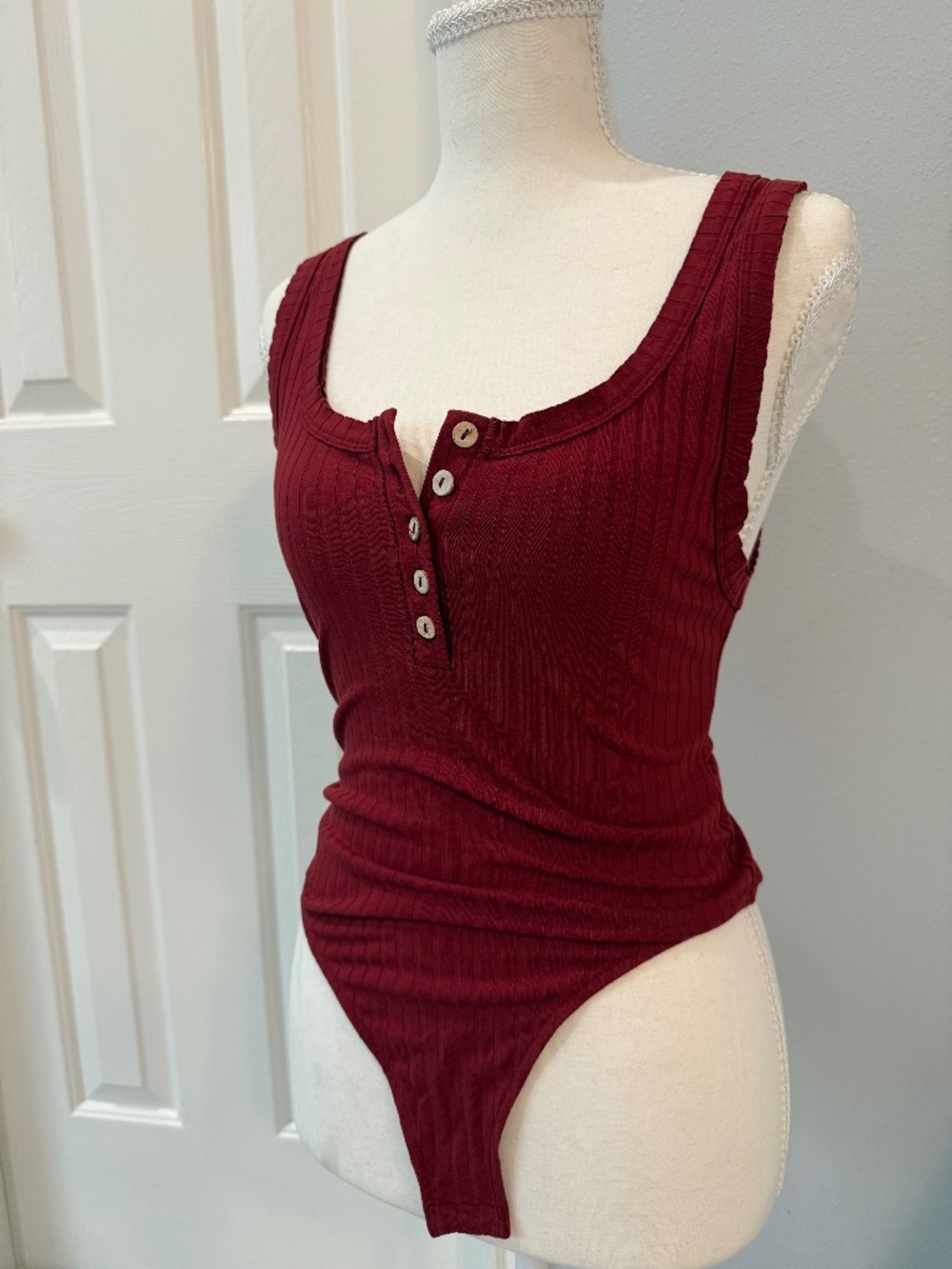 Free People || Intimately XS Ribbed Bodysuit with Buttons